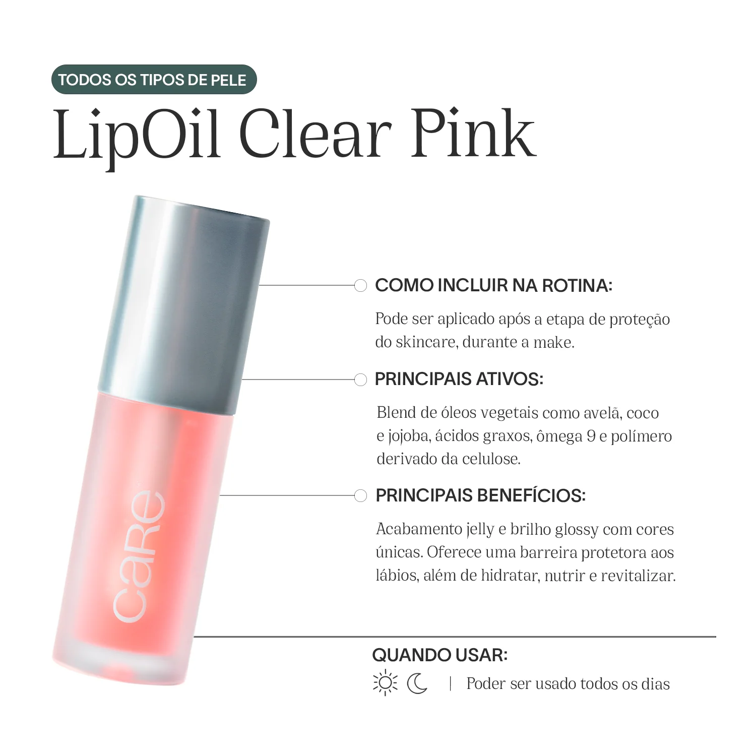 Lip Oil | CARE Clear Pink - Image 3